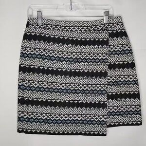 Loft Faux Blue Striped Wrap Skirt XS